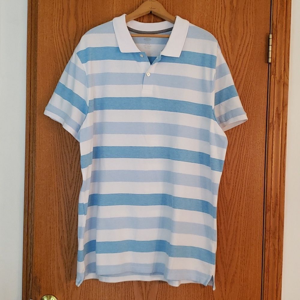 Very Nice Old Navy Blue and White Striped Polo Shirt Sz XXL